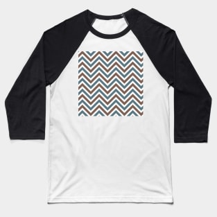 Blue and Brown Chevron Multi-color Pattern Baseball T-Shirt